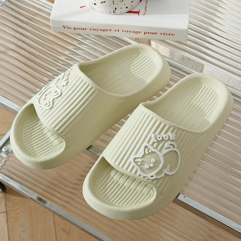 Fashion Cat Women Men Slippers Indoor Cute Cartoon Unisex Slides Bathroom No-Slip Light Sandals Family Soft Lovely Home Shoes